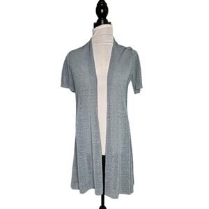 Eileen Fisher Short Sleeve Open Cardigan Duster Blue Sparkle Size Small